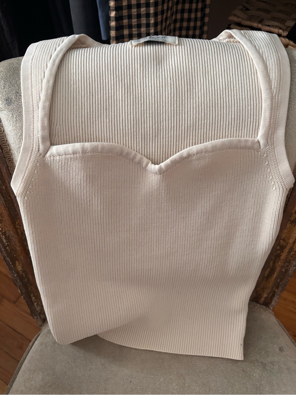 DISSH Cream Ribbed Sweetheart Neck Tank Top - Picture 2 of 4